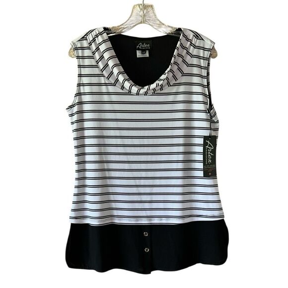 NEW Artex Fashions Black And White Tunic Top - Picture 1 of 5